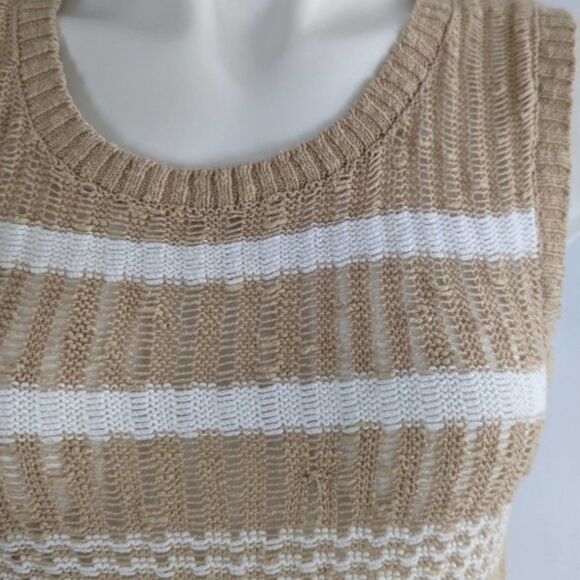 Nwt lou & grey tan and white sleeveless tunic sweater L - Picture 3 of 8